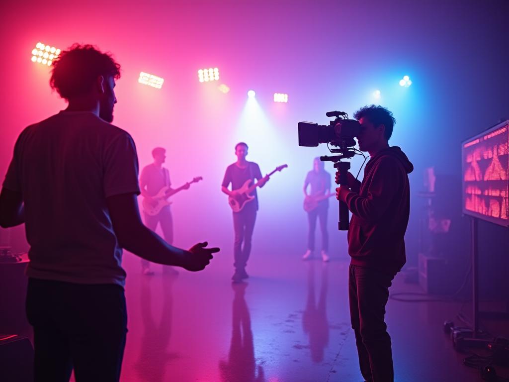 Producción de video musical con equipos cinematográficos profesionales